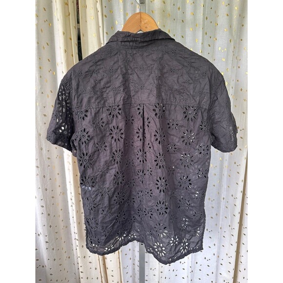 American Eagle 10% Cotton Eyelet Poplin Lace Unlined Button Down Shirt S - Picture 4 of 8